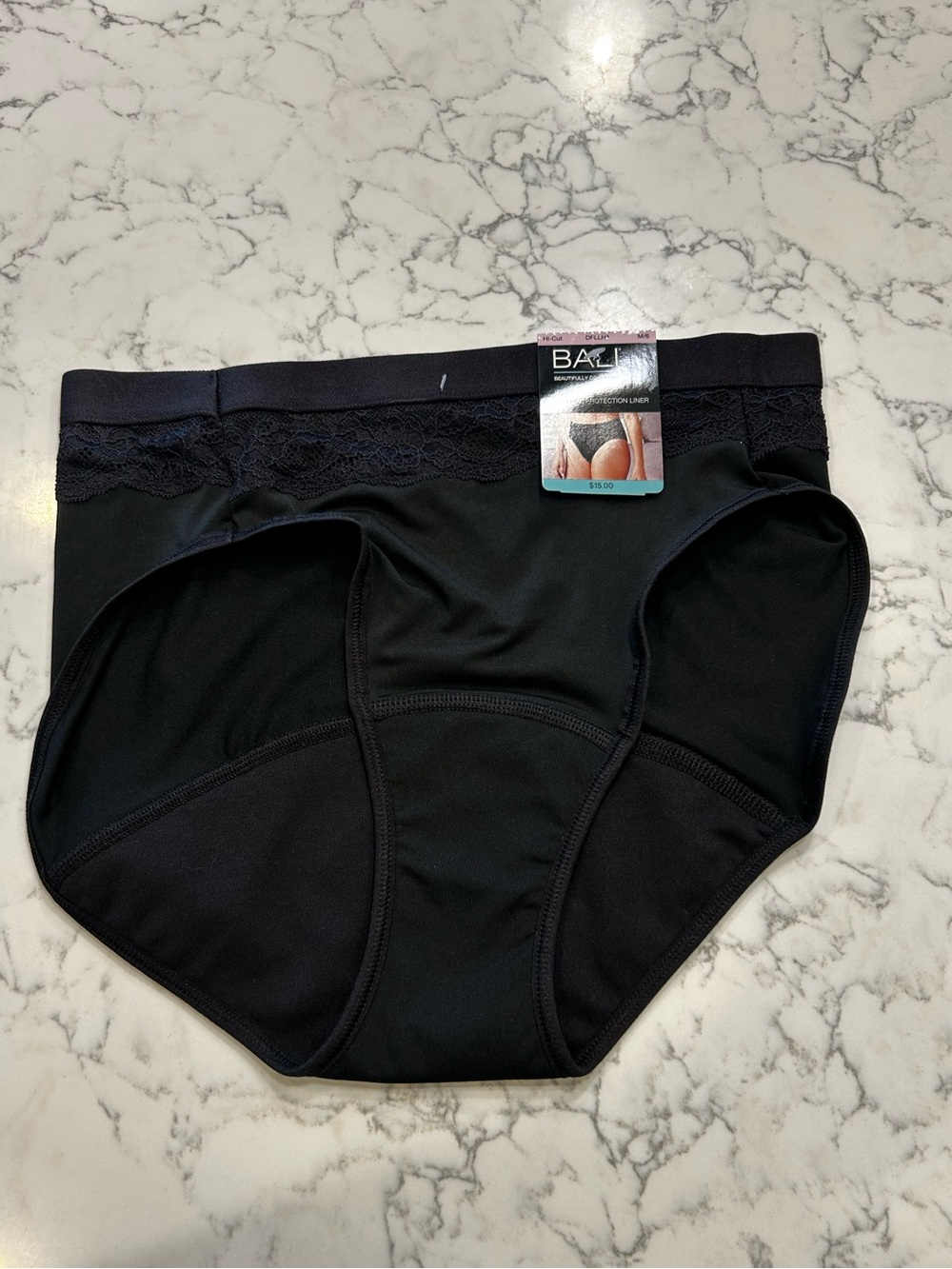 NWT Bali Black Hi-Cut Underwear Size Medium/6